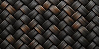 Black rattan wooden basket weaving background. AI Generated photo