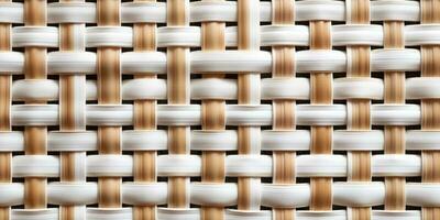 White rattan wooden basket weaving background. AI Generated photo