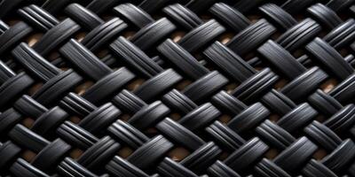 Black rattan wooden basket weaving background. AI Generated photo