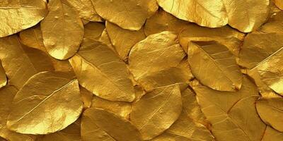 Gold leaves textured background. AI Generated, photo