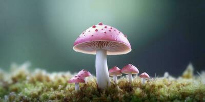 Mushroom photo wallpaper background. AI Generated,