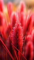 Red grass blurred wallpaper background. AI Generated photo
