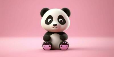 Baby panda cute animal clay cartoon animation, AI Generated photo