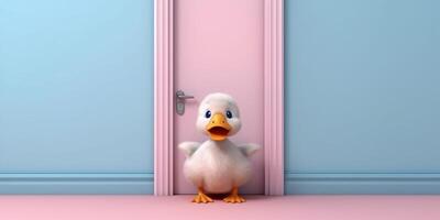 Duck little cute animal clay cartoon animation, AI Generated photo