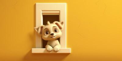 Little wolf cute animal clay cartoon animation, AI Generated photo