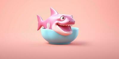 Little shark animal clay cartoon animation, AI Generated photo