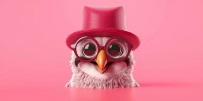 Little owl and hat animal clay cartoon animation, AI Generated photo
