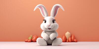 Little rabbit clay cartoon animation, AI Generated photo