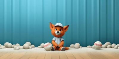 Little fox clay cartoon animation, AI Generated photo