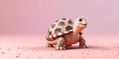 Little turtle clay cartoon animation, AI Generated photo