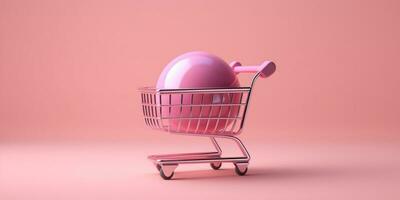Trolley shopping basket cartoon animation, AI Generated photo