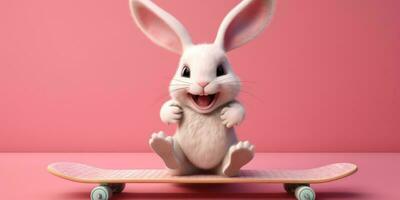 pequeño Conejo con capucha dibujos animados animación, ai generado foto