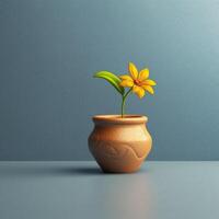 un maceta y pequeño árbol amarillo flor aislado fondo, ai generado foto