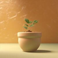 A pot and little tree isolated background, photo