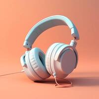 Headphone for listening music cartoon illustration, AI Generated photo