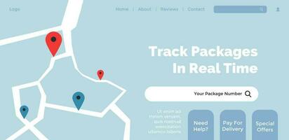 Track packages in real time, website page site vector