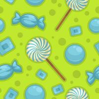 Sweets and candies in wrapping, seamless print vector