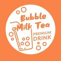 burbuja Leche té, prima bebida logotipo vector