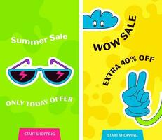 Summer sale only today offer, wow sale extra off vector