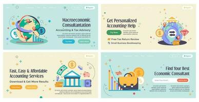 Web banner design set with economic service offer vector