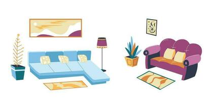 House interior design, furniture and accessories vector