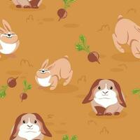 Hares and rabbits on field with beetroots vector