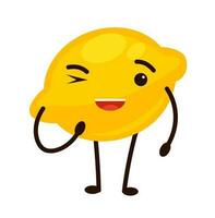 Sour lemon character with winking expressions vector