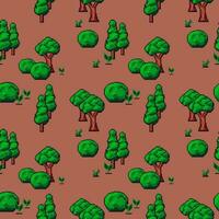 Woods or forest in game design, pixel pattern vector
