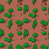 Woods or forest in game design, pixel pattern vector