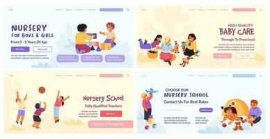 Landing page design set for nursery school offer vector