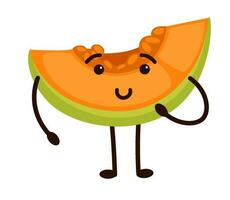 gracioso Fruta dibujos animados personaje, melón rebanada vector