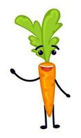 Smiling and waving carrot cartoon character vector