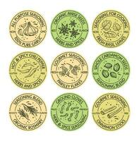 Round label set for seasoning and spice package vector