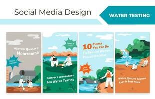 Social media stories set with water testing service vector