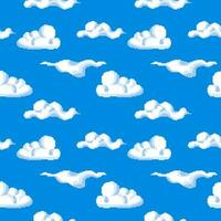 Pixelated clouds on clear sky, game design print vector