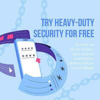 Try heavy duty security for free, banner promo vector