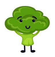 Cute broccoli character, vegetable personages vector