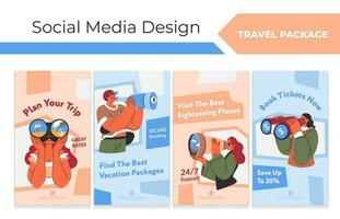 Network web page set with travel package offer vector