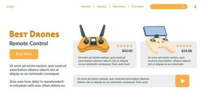 Best drones with remote control, website page vector