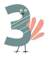 Sweet font character, number three personages vector