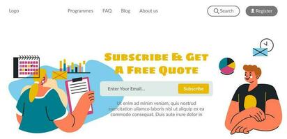 Subscribe and get free quote, business planning vector