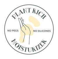 Plant rich moisturizer no pegs no silicones icon vector