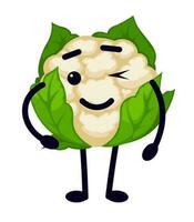 Winking cauliflower vegetable cartoon personage vector