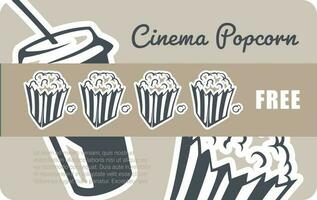 Cinema popcorn free, loyalty card for clients vector