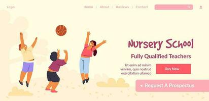 Nursery school, fully qualified teachers, buy now vector