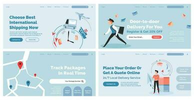 Web banner set with post shipment service offers vector