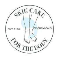 Skin care for body, free of chemicals, label cream vector