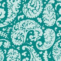 Paisley flowers and leaves, seamless print art vector