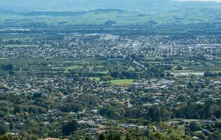 el pueblo de tener bloqueo norte y hastings ver desde el parte superior de te mata cima, de hawke bahía región de norte isla de nuevo zelanda foto