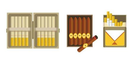 Cigarettes and cigars in package, smoking vector